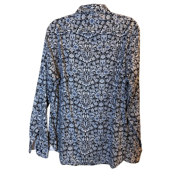 American Breed Slim Fit Rodeo Black and White Floral Blouse sz XL - Picture 2 of 11